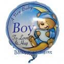 Luftballon zu Geburt, Taufe, Babyparty, A New Baby Boy Bärchen, ohne Helium-Ballongas