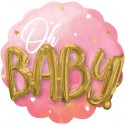 Pink Baby Girl Jumbo 3D zu Geburt und Taufe eines Mädchens, Jumbo-Folienballon mit Ballongas