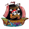 Happy Birthday, Piratenschiff Folienballon, mit Helium zum Geburtstag