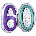 Zahlen-Luftballon zum 60. Geburtstag, Rainbow Birthday 60, Folienballon mit Ballongas