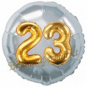 Jumbo 3D Luftballon, Gold und Silber  zum 23. Geburtstag, Jumbo-Folienballon mit Ballongas