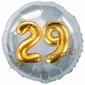 Jumbo 3D Luftballon, Gold und Silber  zum 29. Geburtstag, Jumbo-Folienballon mit Ballongas