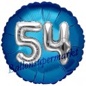 Jumbo 3D Luftballon, Silber und Blau  zum 54. Geburtstag, Jumbo-Folienballon mit Ballongas
