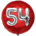 Luftballon Jumbo 3D, Silber und Rot  zum 54. Geburtstag, Jumbo-Folienballon mit Ballongas
