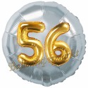 Jumbo 3D Luftballon, Gold und Silber  zum 56. Geburtstag, Jumbo-Folienballon mit Ballongas