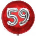 Luftballon Jumbo 3D, Silber und Rot  zum 59. Geburtstag, Jumbo-Folienballon mit Ballongas