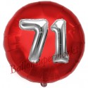 Luftballon Jumbo 3D, Silber und Rot  zum 71. Geburtstag, Jumbo-Folienballon mit Ballongas