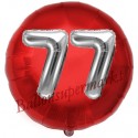 Luftballon Jumbo 3D, Silber und Rot  zum 77. Geburtstag, Jumbo-Folienballon mit Ballongas