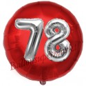 Luftballon Jumbo 3D, Silber und Rot  zum 78. Geburtstag, Jumbo-Folienballon mit Ballongas