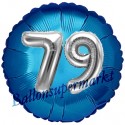 Jumbo 3D Luftballon, Silber und Blau  zum 79. Geburtstag, Jumbo-Folienballon mit Ballongas