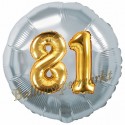 Jumbo 3D Luftballon, Gold und Silber  zum 81. Geburtstag, Jumbo-Folienballon mit Ballongas