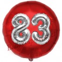 Luftballon Jumbo 3D, Silber und Rot  zum 83. Geburtstag, Jumbo-Folienballon mit Ballongas