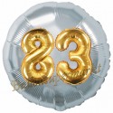 Jumbo 3D Luftballon, Gold und Silber  zum 83. Geburtstag, Jumbo-Folienballon mit Ballongas