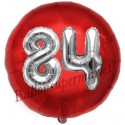 Luftballon Jumbo 3D, Silber und Rot  zum 84. Geburtstag, Jumbo-Folienballon mit Ballongas