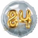 Jumbo 3D Luftballon, Gold und Silber  zum 84. Geburtstag, Jumbo-Folienballon mit Ballongas