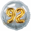 Jumbo 3D Luftballon, Gold und Silber  zum 92. Geburtstag, Jumbo-Folienballon mit Ballongas