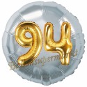 Jumbo 3D Luftballon, Gold und Silber  zum 94. Geburtstag, Jumbo-Folienballon mit Ballongas