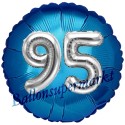 Jumbo 3D Luftballon, Silber und Blau  zum 95. Geburtstag, Jumbo-Folienballon mit Ballongas
