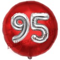 Luftballon Jumbo 3D, Silber und Rot zum 95. Geburtstag, Jumbo-Folienballon mit Ballongas