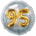 Jumbo 3D Luftballon, Gold und Silber  zum 95. Geburtstag, Jumbo-Folienballon mit Ballongas