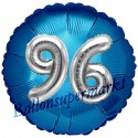 Jumbo 3D Luftballon, Silber und Blau  zum 96. Geburtstag, Jumbo-Folienballon mit Ballongas