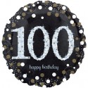 Luftballon aus Folie, Sparkling Birthday 100, zum 100. Geburtstag, mit Helium