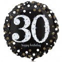 Luftballon aus Folie zum 30.Geburtstag, Sparkling Birthday 30, ohne Helium