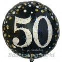 Luftballon aus Folie, Sparkling Birthday 50, zum 50. Geburtstag, mit Helium