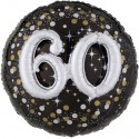 Sparkling Birthday Jumbo 3D zum 60. Geburtstag, Jumbo-Folienballon mit Ballongas