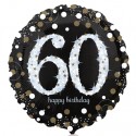 Luftballon aus Folie zum 60.Geburtstag, Sparkling Birthday 60, ohne Helium