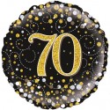 Holografischer Luftballon aus Folie, Sparkling Fizz Gold 70, zum 70. Geburtstag, Jubiläum, mit Helium