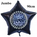 Endlich Abitur, Stars, Jumbo Luftballon mit Helium-Ballongas, Sternballon, schwarz, 90 cm