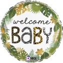 Welcome Baby , Rund-Luftballon ohne Helium zu Babyparty, Geburt und Taufe