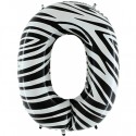 Luftballon aus Folie Zahl 0, Zebra-Optik, 100 cm, inklusive Helium/Ballongas
