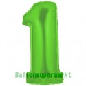 Luftballon aus Folie Zahl 1, Grün, 100 cm, inklusive Helium/Ballongas