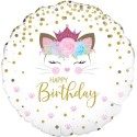 Einhorn Katze Happy Birthday, Luftballon mit Ballongas zum Geburtstag