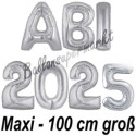 Abi 2025, große Buchstaben-Luftballon aus Folie mit/ohne Helium, Silber, zur Abiturfeier