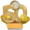 5 glitzernde Geburtstags-Luftballons Gold Sparkle Birthday 50, zum 50. Geburtstag, inklusive Helium