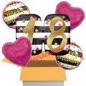 5 Geburtstags-Luftballons Pink and Gold Milestone Birthday 18, zum 18. Geburtstag mit Nachfüllbehälter, inklusive Helium