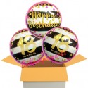 3 Luftballons, Pink & Gold Milestone Birthday zum 18. Geburtstag