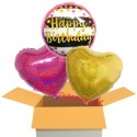 3 Luftballons zum Geburtstag, Pink and Gold Milestone, Happy Birthday, inklusive Ballongas