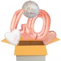 5 Geburtstags-Luftballons Sparkling Fizz  Birthday Rosegold 40, zum 40. Geburtstag, inklusive Helium