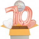 5 Geburtstags-Luftballons Sparkling Fizz  Birthday Rosegold 70, zum 70. Geburtstag, inklusive Helium