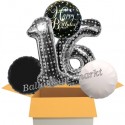 5 Geburtstags-Luftballons Sparkling Celebration  Birthday Silver Dots 16, zum 16. Geburtstag, inklusive Helium