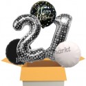 5 Geburtstags-Luftballons Sparkling Celebration Birthday Silver Dots 21, zum 21. Geburtstag, inklusive Helium