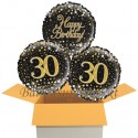 3 Luftballons, Sparkling Fizz Birthday Gold 30 zum 30. Geburtstag