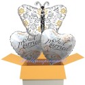 3 Luftballons zur Hochzeit, Schmetterling und Just Married Holographic, inklusive Helium