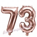 Zahlen-Luftballons aus Folie, Zahl 73 zum 73. Geburtstag und Jubiläum, Rosegold, 35 cm