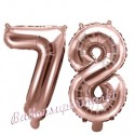 Zahlen-Luftballons aus Folie, Zahl 78 zum 78. Geburtstag und Jubiläum, Rosegold, 35 cm