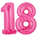 Luftballons aus Folie Zahl 18, Pink, 100 cm mit Helium zum 18. Geburtstag